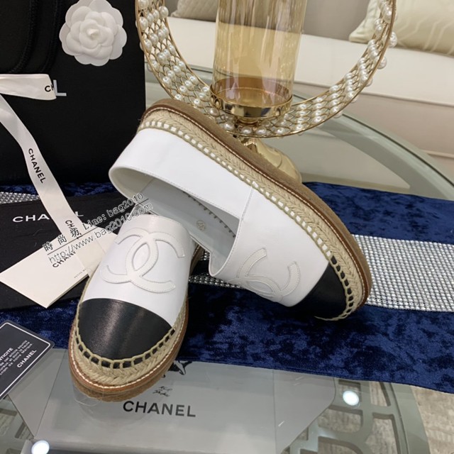 CHANEL頂級代購版漁夫鞋 香奈兒羊皮漁夫鞋草編鞋 dx3564